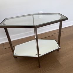 Glass Mirror Side Table 