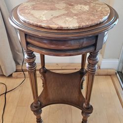 Marble Top Wooden Side Table
