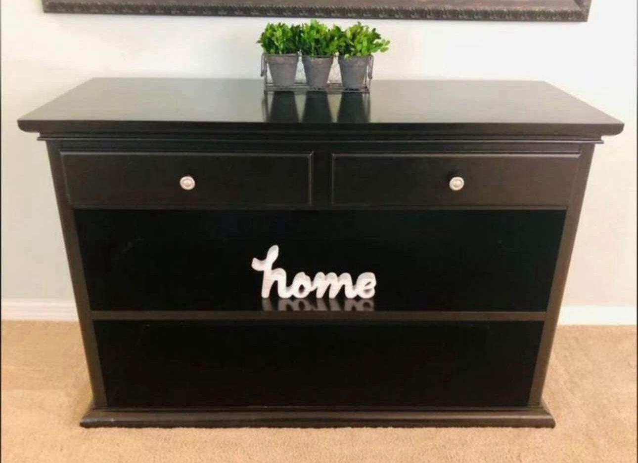 Black 2-Drawer Console Table with Bottom Shelves **Still available if listed**