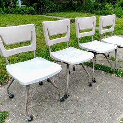 Vintage Rolling School Chairs Set by Vanguard American Seating - Durable institutional quality!

