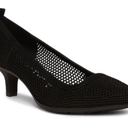 Anne Klein iFlex Black Knit Pointed Toe Kitten Heels Size 6