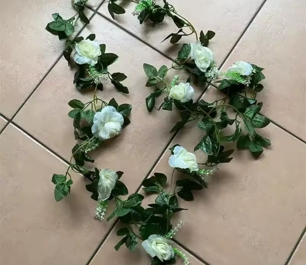 1Pcs 2.2M Artificial White Flower Fake Hanging Fake Vine Plants Leaves Artificials Garland Flowers Wedding Decoration