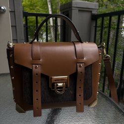 Michael Kors Brown & yAcorn Manhattan Large Satchel