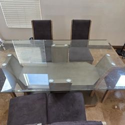 Glass Dining Table W/ 6 Chairs
