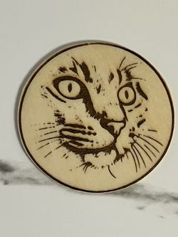 Handmade Wooden Cat Face Fridge Magnet Rustic Home Decor