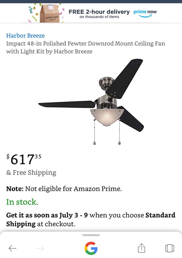Ceiling Fan Like New Impact 48 In Polished Pewter Downrod Mount Open In The Appcontinue To Mobile Website