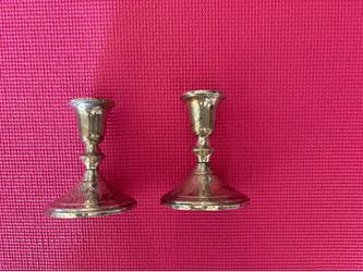 Two 4 1/2 Inch Silver-Plated Candle Holders