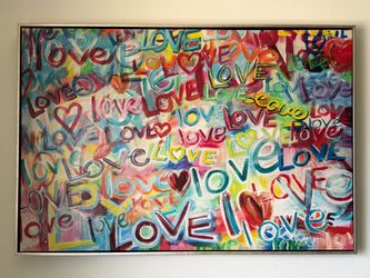 Large Colorful LOVE Abstract Framed Canvas Wall Art