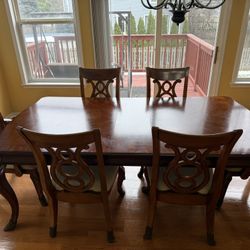 7 Piece Solid Wood EXTENDABLE Dining Table Set 