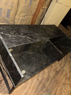 Black Marble Top Table with Metal Frame