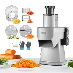 Electric Vegetable Slicer, 4 in 1 Multifunctional Food Cutter, 200W Vegetable Chopper for Slicing Shredding Dicing and Slitting, with Cut-Resistant Gl