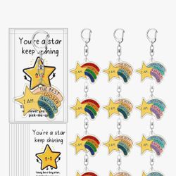 24 Pcs Henoyso Inspirational Star Keychain Bulk You're a Star Keychains End of Year Gifts Student Gifts from Teachers
