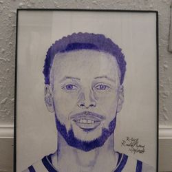Steph Curry In Blue Ballpoint Pen