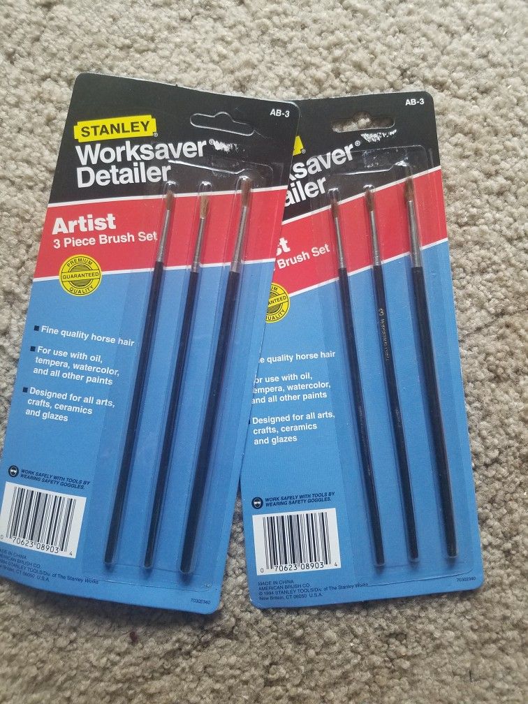 2 New 3 Piece Brush Set By Stanley