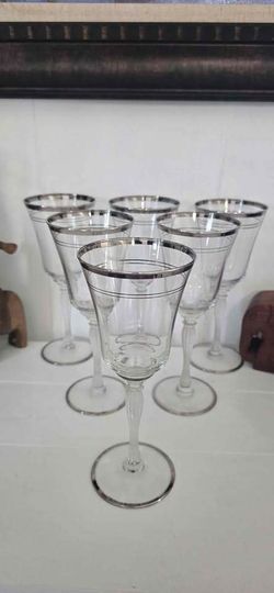 Vintage 1930s Libbey Vesta Platinum [Wine / Cordial / Water] Glasses - Beaded