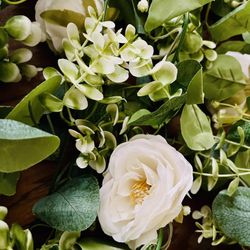 Greenery/Garland With White Flowers 6 Strands (over 5 Feet Each)
