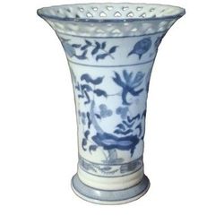 Blue and White Porcelain Flared Vase