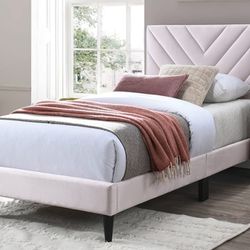 Twin Bed - Velvet Light Pink