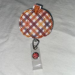 Plaid Pumpkin Badge Reel
