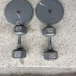 Dumbbells and 2 weights