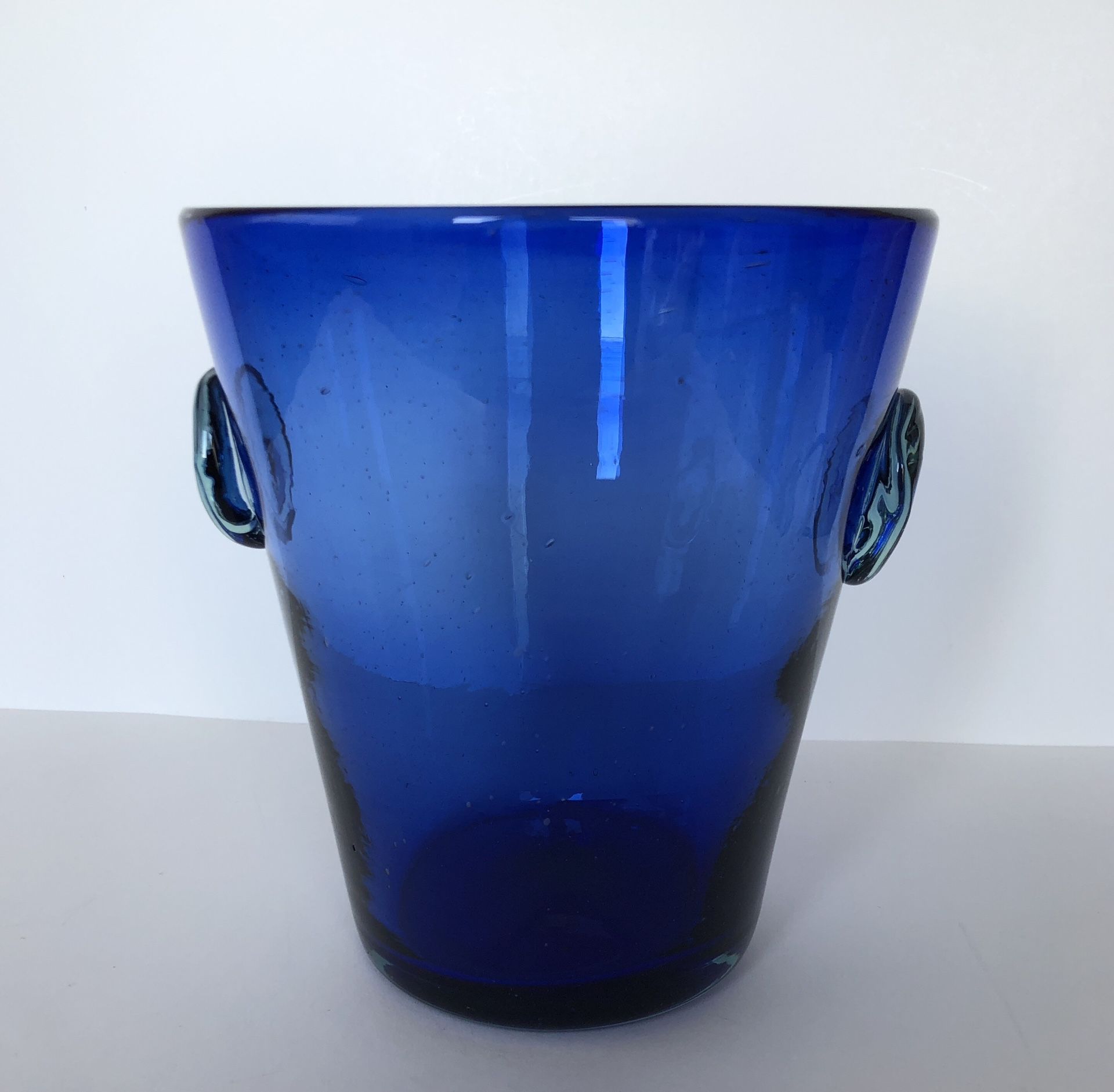 Hand Blown Mexican Glass Ice Bucket Or Vase