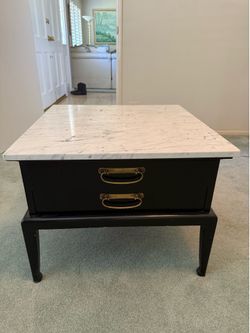 Marble Top Solid Wood Side Table
