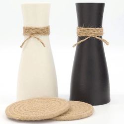 8" Flower Vase Ceramic Vases for Flowers Black Vase White Vase for Decor Boho Vase Rustic Vase Farmhouse Vase Vintage Vase Fall Vase Living Room Decor