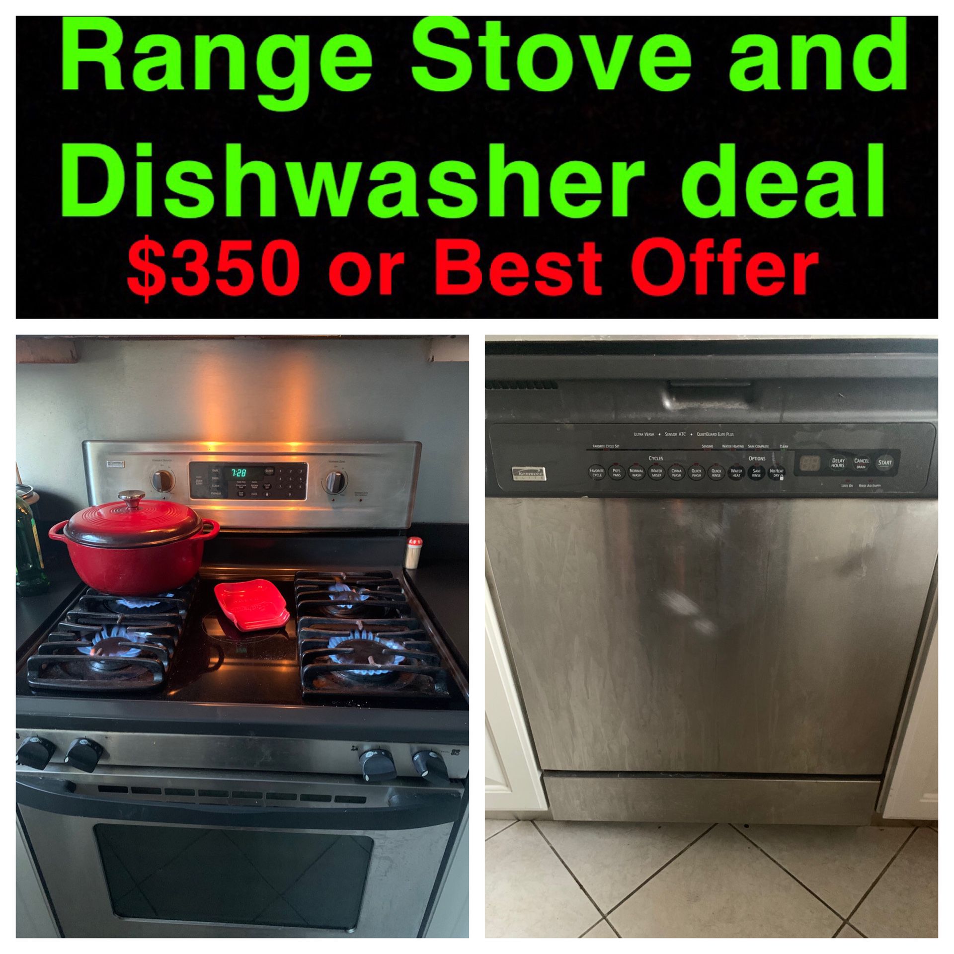 Range Stove and Dishwasher $350 or BEST OFFER