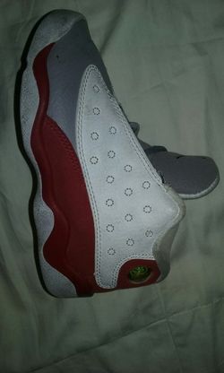 Red and white little girl jordans