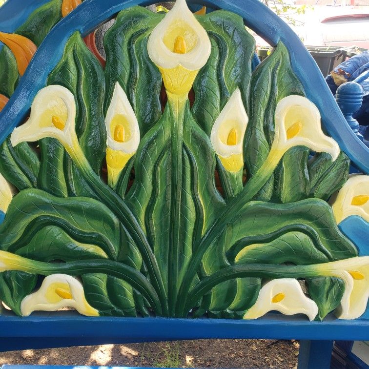  Mexican Carved Wood Bed Headboard 