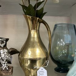 Unique Vintage Brass Pitcher or Vase