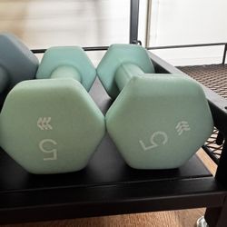 Pair of 5 lb Neoprene Dumbbells – Mint Green
