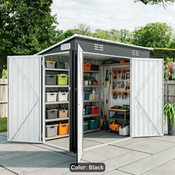 $270!!! 8x4(7.5x3.5 roof) Metal Storage Shed in box Approximately 7.05’x3.18’ base with 2 front doors and a side door. NO HOLDS!!!