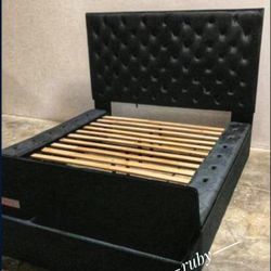 Black Queen Bed Frame | Boxes Spring 39$ Down Payment| Brand New By Ashley Furniture 