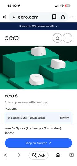 eero 6 - 3 pack (1 gateway + 2 extenders)