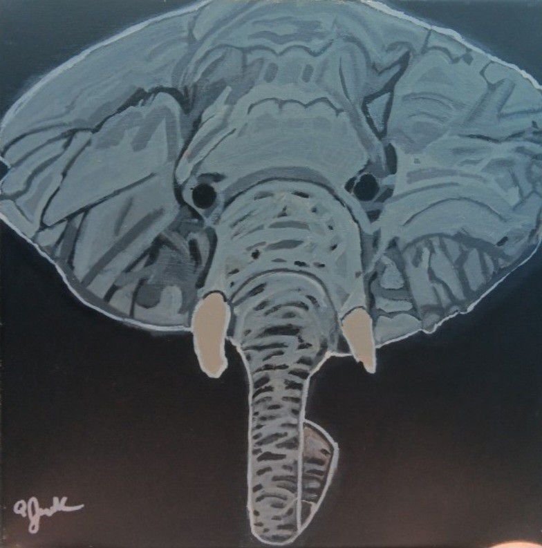 original 1/1 hand painted abstract african elephant.