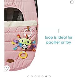 JJ Cole Infant Car Seat Cover, Winter Resistant Stroller and Baby Carrier Cover, Blush Pink