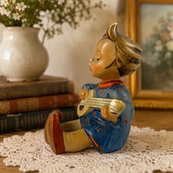 Vintage Hummel Goebel #53 Joyful Girl Mandolin TMK-2 Full Bee Germany 1950s