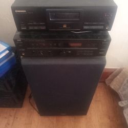 Pioneer Compact Disc Recorder/ JVC Receiver/ Surround Sound 15in  Kenwood Subwoofer 