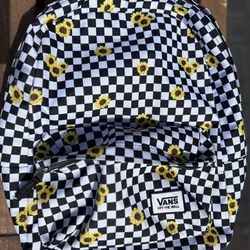 VANS Checkered Backpack With Sunflowers