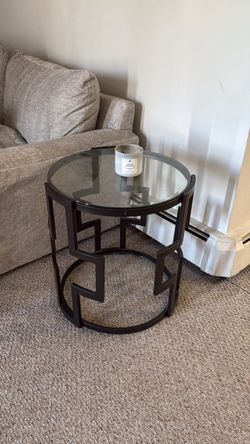 Glass Top Round Coffee Table – Black
