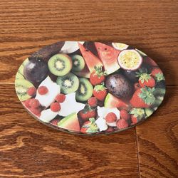 Fruit Design Hinged Tin Container, 4“ X 6“