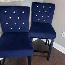 Brand New (in box) Navy Blue Tufted Bar Stools – Set of 2