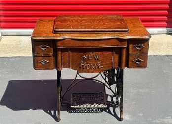 New Home Antique Treadle Sewing Machine Cabinet