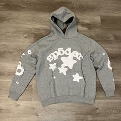 Grey Beluga Sp5der Hoodie Large