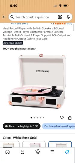 Retroaudio Portable Suitcase Vinyl Record Player