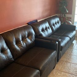Two Leather Sofas
