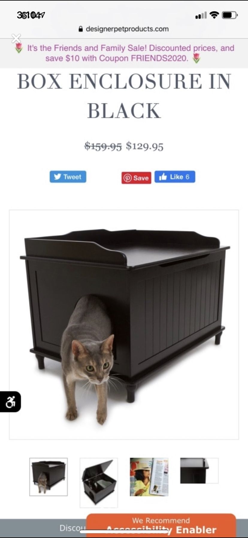 THE DESIGNER CATBOX LITTER BOX ENCLOSURE IN BLACK