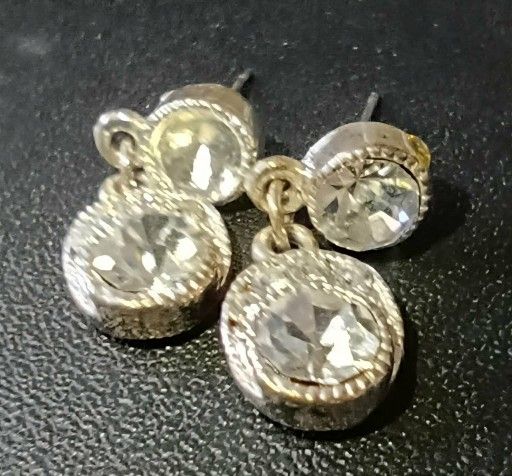 STAMPED STERLING SILVER 926 CZ DANGLE DROP EARRINGS