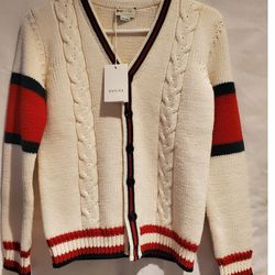 Authentic Gucci White Diy Unisex Wool Cardigan  size M , new with tag